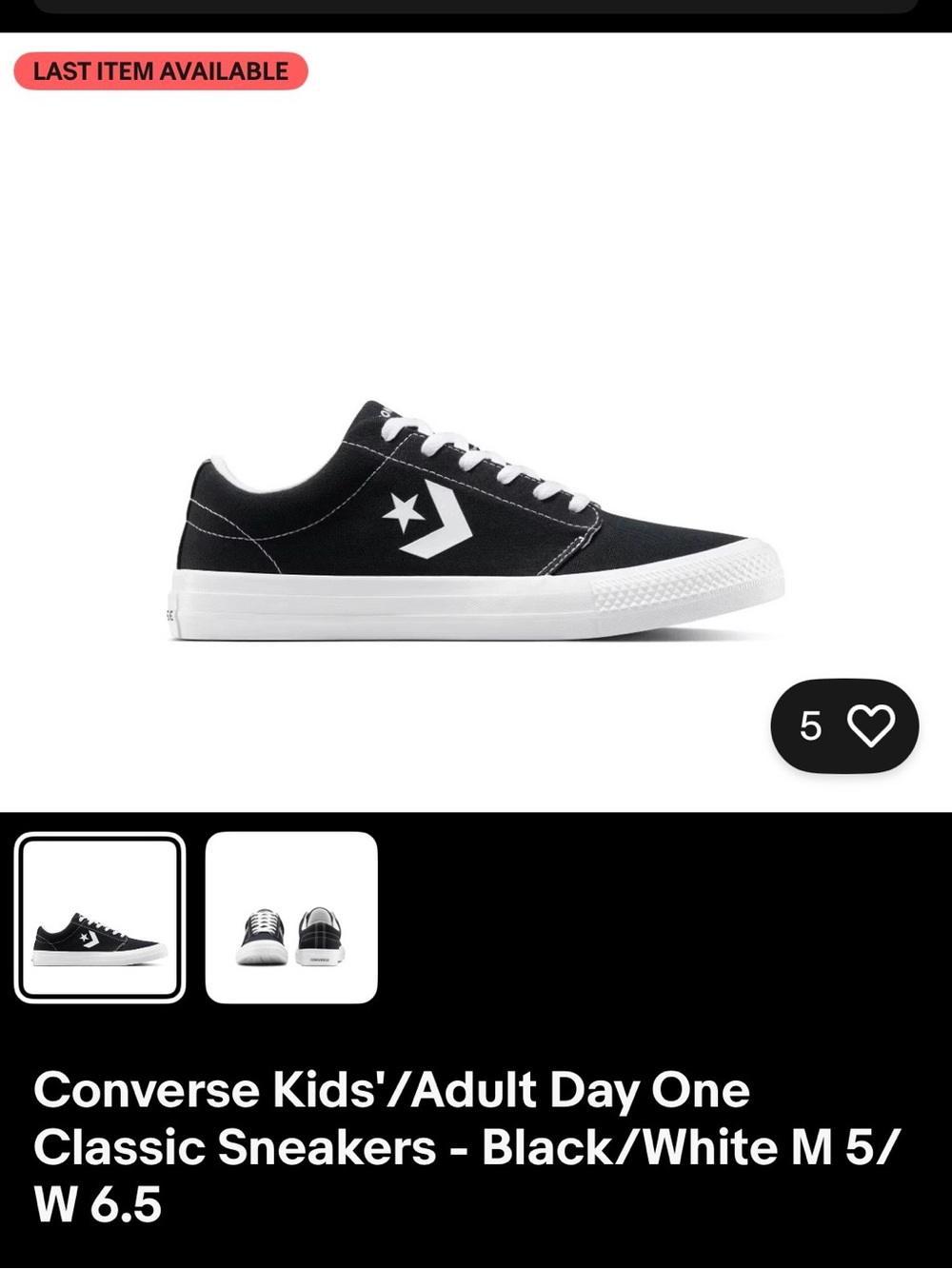 Converse Kids' Day One Low-Top Sneakers - Black & White